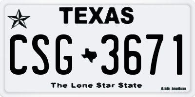 TX license plate CSG3671