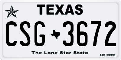 TX license plate CSG3672