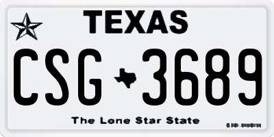 TX license plate CSG3689