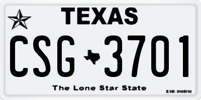 TX license plate CSG3701