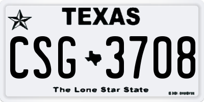 TX license plate CSG3708