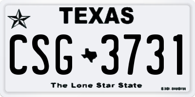 TX license plate CSG3731