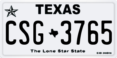TX license plate CSG3765
