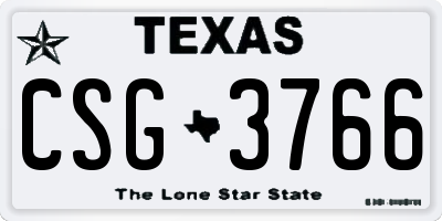 TX license plate CSG3766