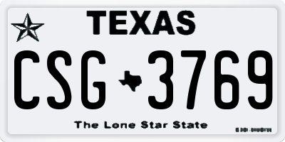 TX license plate CSG3769
