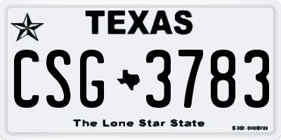TX license plate CSG3783