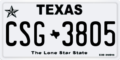 TX license plate CSG3805