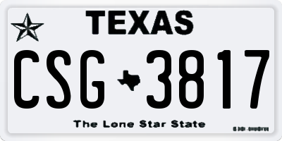 TX license plate CSG3817