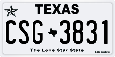 TX license plate CSG3831