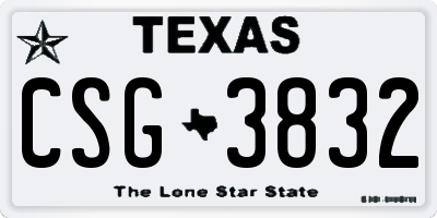 TX license plate CSG3832