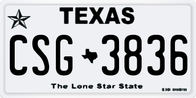 TX license plate CSG3836