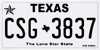 TX license plate CSG3837