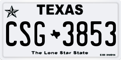 TX license plate CSG3853