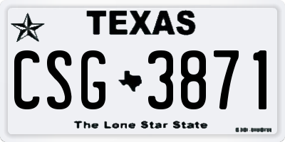 TX license plate CSG3871
