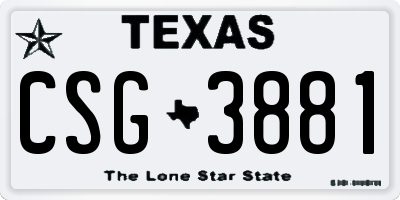 TX license plate CSG3881