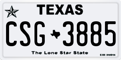TX license plate CSG3885