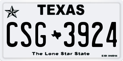 TX license plate CSG3924