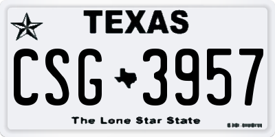 TX license plate CSG3957