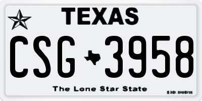 TX license plate CSG3958