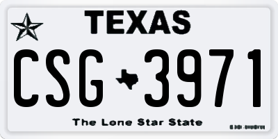 TX license plate CSG3971