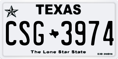 TX license plate CSG3974