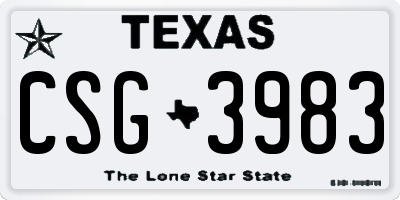 TX license plate CSG3983