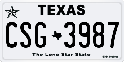 TX license plate CSG3987