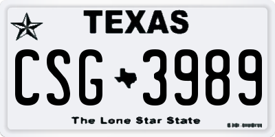TX license plate CSG3989