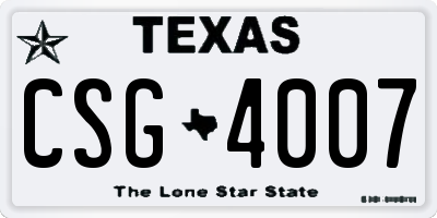 TX license plate CSG4007