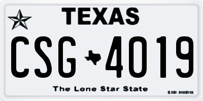 TX license plate CSG4019