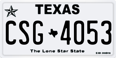 TX license plate CSG4053