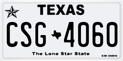 TX license plate CSG4060