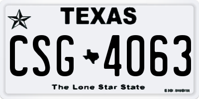 TX license plate CSG4063