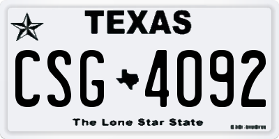 TX license plate CSG4092