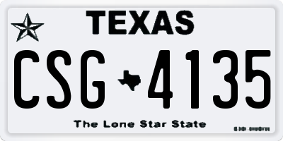 TX license plate CSG4135