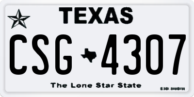 TX license plate CSG4307
