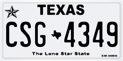 TX license plate CSG4349