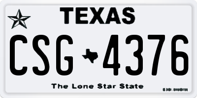 TX license plate CSG4376
