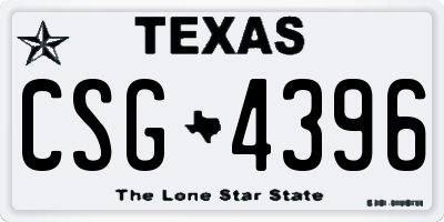 TX license plate CSG4396