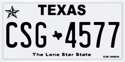 TX license plate CSG4577
