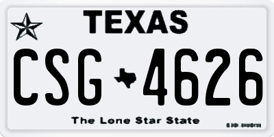 TX license plate CSG4626