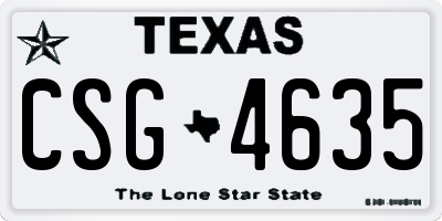 TX license plate CSG4635