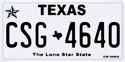 TX license plate CSG4640