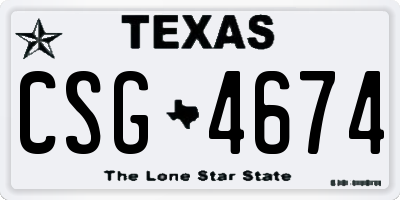 TX license plate CSG4674
