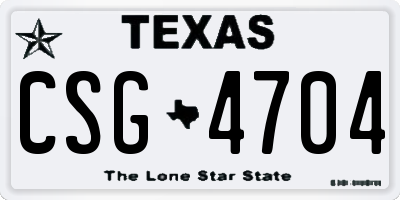 TX license plate CSG4704
