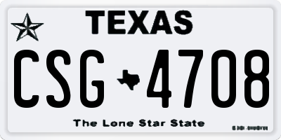 TX license plate CSG4708