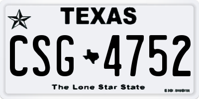 TX license plate CSG4752