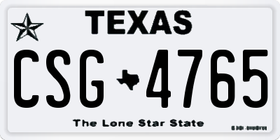 TX license plate CSG4765