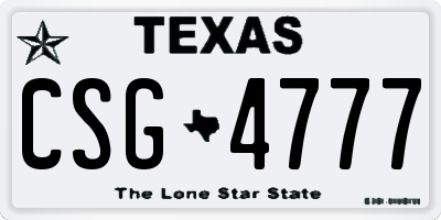 TX license plate CSG4777