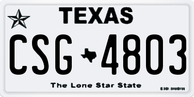 TX license plate CSG4803